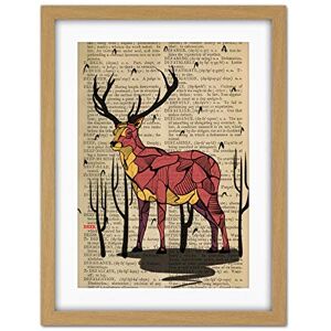 Wee Blue Coo Upcycle Dictionary Stag Deer Artwork Framed Wall Art Print 18X24 Inch Wee Blue Coo Upcycle Dictionary Stag Deer Artwork Framed Wall Art Print 18X24 Inch