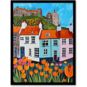 Artery8 Summer Day in English Town Tulips Colourful Living Room Artwork Framed Wall Art Print A4 Artery8 Summer Day in English Town Tulips Colourful Living Room Artwork Framed Wall Art Print A4