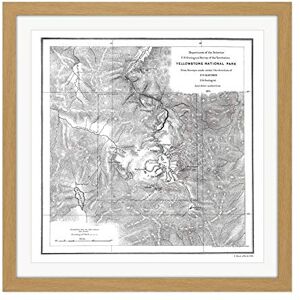 Fine Art Prints Hayden 1871 Yellowstone National Park USA Map Square Wooden Framed Wall Art Print Picture 16X16 Inch Fine Art Prints Hayden 1871 Yellowstone National Park USA Map Square Wooden Framed Wall Art Print Picture 16X16 Inch