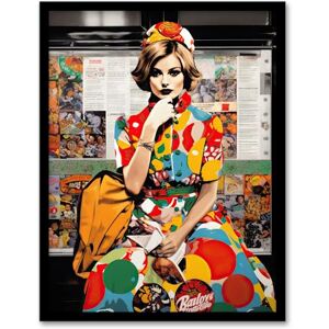 Artery8 Vintage Meets Pop Art Fashion Advert Collage Artwork Woman In Retro Pattern Dress Bus Stop Train Vibrant Colourful Bold Pop Art Modern Painting Artwork Framed Wall Art Print A4 Artery8 Vintage Meets Pop Art Fashion Advert Collage Artwork Woman In Retro Pattern Dress Bus Stop Train Vibrant Colourful Bold Pop Art Modern Painting Artwork Framed Wall Art Print A4