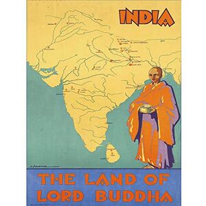 Wee Blue Coo Travel Tourism India Land Buddha Map River Art Print Poster Wall Decor 12X16 Inch Wee Blue Coo Travel Tourism India Land Buddha Map River Art Print Poster Wall Decor 12X16 Inch