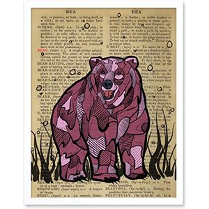 Wee Blue Coo Upcycle Dictionary Bear Art Print Framed Poster Wall Decor 12x16 inch Wee Blue Coo Upcycle Dictionary Bear Art Print Framed Poster Wall Decor 12x16 inch
