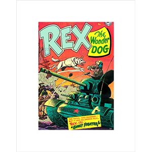 Wee Blue Coo Comics Rex Wonder Dog Tank Soldier Gun Battle USA Wall Art Print Wee Blue Coo Comics Rex Wonder Dog Tank Soldier Gun Battle USA Wall Art Print