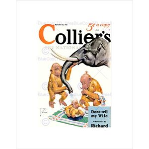 Wee Blue Coo MAGAZINE COVER ELEPHANT ORANG UTAN BABY BATH COLLIERS FRAMED ART PRINT B12X11078 Wee Blue Coo MAGAZINE COVER ELEPHANT ORANG UTAN BABY BATH COLLIERS FRAMED ART PRINT B12X11078