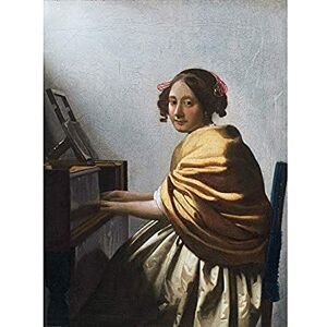 Artery8 Vermeer Young Woman Seated At Virginals Painting Unframed Wall Art Print Poster Home Decor Premium Artery8 Vermeer Young Woman Seated At Virginals Painting Unframed Wall Art Print Poster Home Decor Premium
