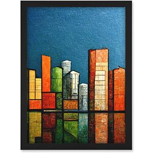 Doppelganger33 LTD Abstract Modern Cityscape Reflections Orange Blue Yellow Artwork Framed Wall Art Print A4 Doppelganger33 LTD Abstract Modern Cityscape Reflections Orange Blue Yellow Artwork Framed Wall Art Print A4