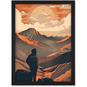 Artery8 Hike to the Top Hiker on Mountain Peak Landscape Artwork Framed Wall Art Print A4 Artery8 Hike to the Top Hiker on Mountain Peak Landscape Artwork Framed Wall Art Print A4