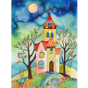 Artery8 Countryside Chapel Folk Art Watercolour Painting Extra Large XL Wall Art Poster Print Artery8 Countryside Chapel Folk Art Watercolour Painting Extra Large XL Wall Art Poster Print