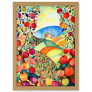 Artery8 Apple Tree Orchard Fields In Summer Folk Art Landscape Watercolour Painting Artwork Framed A3 Wall Art Print Artery8 Apple Tree Orchard Fields In Summer Folk Art Landscape Watercolour Painting Artwork Framed A3 Wall Art Print