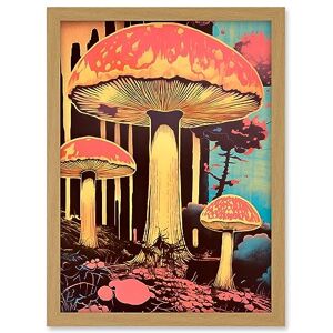 Artery8 Red Mushroom Fungi Pink Blue Bright Psychedelic Nature Kitchen Artwork Framed A3 Wall Art Print Artery8 Red Mushroom Fungi Pink Blue Bright Psychedelic Nature Kitchen Artwork Framed A3 Wall Art Print