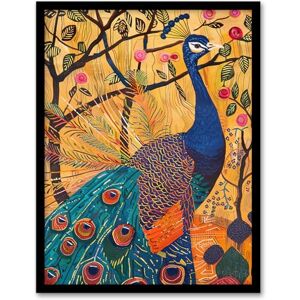 Artery8 Exotic Peacock in Tree with Roses Artwork Living Room Artwork Framed Wall Art Print A4 Artery8 Exotic Peacock in Tree with Roses Artwork Living Room Artwork Framed Wall Art Print A4