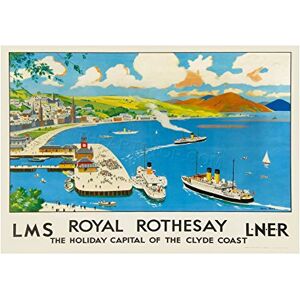 Wee Blue Coo Travel Rail Train Rothesay Scotland Clyde River Wall Art Print Wee Blue Coo Travel Rail Train Rothesay Scotland Clyde River Wall Art Print