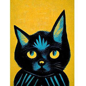 Wee Blue Coo Quirky Bold Black Cat Yellow Blue Unframed Wall Art Print Poster Home Decor Premium Wee Blue Coo Quirky Bold Black Cat Yellow Blue Unframed Wall Art Print Poster Home Decor Premium