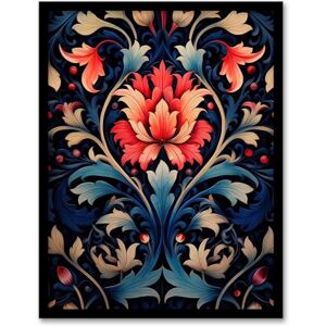 Artery8 Arabesque Flower Design in Pink and Blue Ornate Symmetrical Floral Pattern Artwork Framed Wall Art Print A4 Artery8 Arabesque Flower Design in Pink and Blue Ornate Symmetrical Floral Pattern Artwork Framed Wall Art Print A4