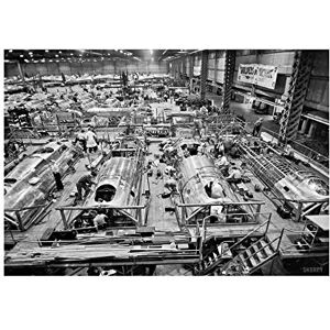 Wee Blue Coo War Vintage Photo Factory B17 Bomber Production Wall Art Print Wee Blue Coo War Vintage Photo Factory B17 Bomber Production Wall Art Print
