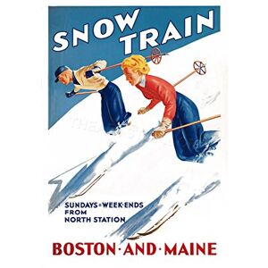 Wee Blue Coo Travel Transport Train Winter Sport Ski Snow Boston USA Wall Art Print Wee Blue Coo Travel Transport Train Winter Sport Ski Snow Boston USA Wall Art Print