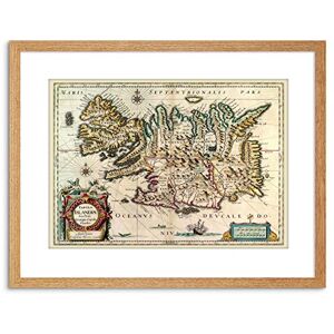 Wee Blue Coo Map Antique 1630 Blaeu Iceland Framed Wall Art Print Wee Blue Coo Map Antique 1630 Blaeu Iceland Framed Wall Art Print