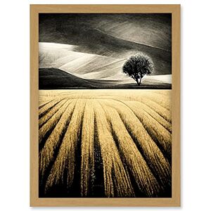 Doppelganger33 LTD Lone Tree In Field Of Golden Wheat Landscape Modern Painting Artwork Framed Wall Art Print A4 Doppelganger33 LTD Lone Tree In Field Of Golden Wheat Landscape Modern Painting Artwork Framed Wall Art Print A4