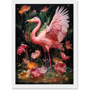 Artery8 Flamboyant Flamingo Feathers Artwork Bird in the Rain Vibrant Pink Orange Green Artwork Framed A3 Wall Art Print Artery8 Flamboyant Flamingo Feathers Artwork Bird in the Rain Vibrant Pink Orange Green Artwork Framed A3 Wall Art Print