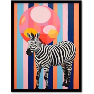 Wee Blue Coo Party Animal Zebra Stripes and Balloon Orange Pink Blue Fun Oil Painting Artwork Framed Wall Art Print A4 Wee Blue Coo Party Animal Zebra Stripes and Balloon Orange Pink Blue Fun Oil Painting Artwork Framed Wall Art Print A4