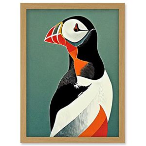 Wee Blue Coo Bright Bold Colourful Atlantic Puffin Bird Portrait Artwork Framed Wall Art Print A4 Wee Blue Coo Bright Bold Colourful Atlantic Puffin Bird Portrait Artwork Framed Wall Art Print A4
