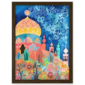 Artery8 Islamic Mosque At Night Folk Art Watercolour Painting Artwork Framed A3 Wall Art Print Artery8 Islamic Mosque At Night Folk Art Watercolour Painting Artwork Framed A3 Wall Art Print