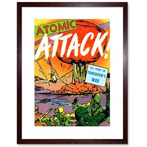 Wee Blue Coo Comics Atomic Attack Nuclear Bomb Mushroom Cloud USA Framed Wall Art Print Wee Blue Coo Comics Atomic Attack Nuclear Bomb Mushroom Cloud USA Framed Wall Art Print