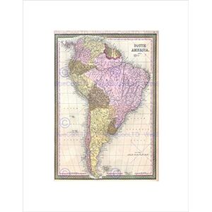 Wee Blue Coo 1850 MITCHELL MAP SOUTH AMERICA VINTAGE BLACK FRAMED ART PRINT PICTURE B12X2153 Wee Blue Coo 1850 MITCHELL MAP SOUTH AMERICA VINTAGE BLACK FRAMED ART PRINT PICTURE B12X2153