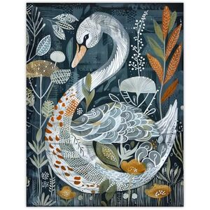 Artery8 Stylised Nature Pattern Swan Folk Art Painting Living Room Large Wall Art Poster Print Thick Paper 18X24 Inch Artery8 Stylised Nature Pattern Swan Folk Art Painting Living Room Large Wall Art Poster Print Thick Paper 18X24 Inch