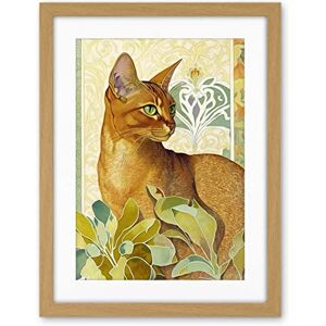 Artery8 Abyssinian Cat with Plants Art Nouveau Bright Modern Watercolour Illustration Artwork Framed Wall Art Print 18X24 Inch Artery8 Abyssinian Cat with Plants Art Nouveau Bright Modern Watercolour Illustration Artwork Framed Wall Art Print 18X24 Inch