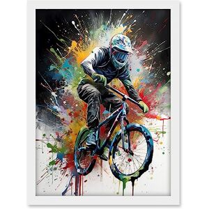 Artery8 Mountain Biking Extreme Sport Paint Splat Portrait Artwork Framed A3 Wall Art Print Artery8 Mountain Biking Extreme Sport Paint Splat Portrait Artwork Framed A3 Wall Art Print