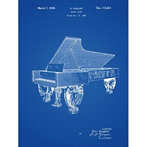 Artery8 Gugler Steinway Grand Piano Classical Music 1939 Patent Plan Large Wall Art Poster Print Thick Paper 18X24 Inch Artery8 Gugler Steinway Grand Piano Classical Music 1939 Patent Plan Large Wall Art Poster Print Thick Paper 18X24 Inch