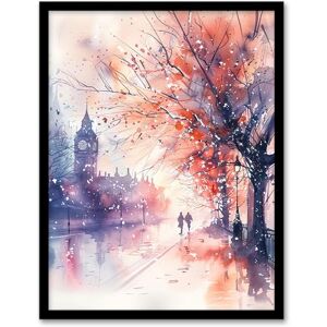 Artery8 Lovers Walk London Big Ben Autumn Watercolour Living Room Artwork Framed Wall Art Print A4 Artery8 Lovers Walk London Big Ben Autumn Watercolour Living Room Artwork Framed Wall Art Print A4