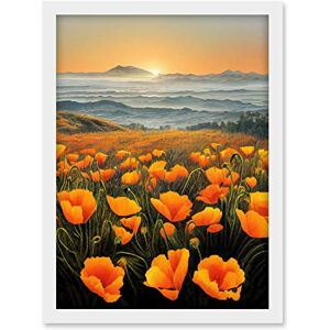 Doppelganger33 LTD Shoreline California Poppies At Sunrise Painting Artwork Framed A3 Wall Art Print Doppelganger33 LTD Shoreline California Poppies At Sunrise Painting Artwork Framed A3 Wall Art Print