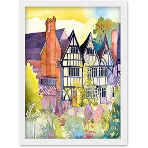 Artery8 - Sunrise Over Tudor Houses - A4 - Framed Wall Art Artery8 - Sunrise Over Tudor Houses - A4 - Framed Wall Art