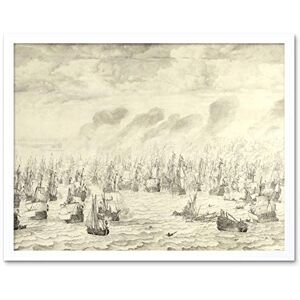 Artery8 Van De Velde Sea Battle Of Terheide Ships Painting Art Print Framed Poster Wall Decor 12x16 inch Artery8 Van De Velde Sea Battle Of Terheide Ships Painting Art Print Framed Poster Wall Decor 12x16 inch