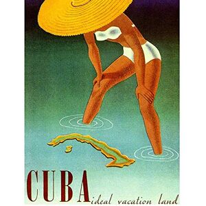 Wee Blue Coo Travel Cuba Caribbean Island Tropical Girl Sea Hat Art Print Poster Wall Decor 12X16 Inch Wee Blue Coo Travel Cuba Caribbean Island Tropical Girl Sea Hat Art Print Poster Wall Decor 12X16 Inch