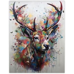 Artery8 The Butterfly Stag Abstract Soft Pastel Colours Deer Ink Splat Extra Large XL Wall Art Poster Print Artery8 The Butterfly Stag Abstract Soft Pastel Colours Deer Ink Splat Extra Large XL Wall Art Poster Print