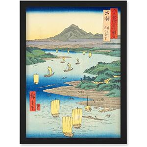 Artery8 Mogami River, A Perspective View of Mount Gassan Dewa Province Utagawa Hiroshige Japanese Woodblock Artwork Framed Wall Art Print A4 Artery8 Mogami River, A Perspective View of Mount Gassan Dewa Province Utagawa Hiroshige Japanese Woodblock Artwork Framed Wall Art Print A4