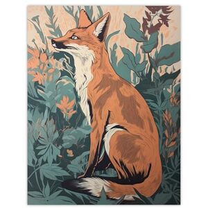 Artery8 Sly Fox By George Sinclair Vintage Botanical Style Modern Painting Teal Orange Aesthetic Extra Large XL Wall Art Poster Print Artery8 Sly Fox By George Sinclair Vintage Botanical Style Modern Painting Teal Orange Aesthetic Extra Large XL Wall Art Poster Print