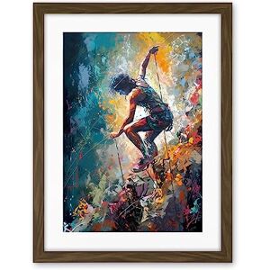 Artery8 Rock Climber Multicoloured Mountain Cliff Descent Artwork Framed Wall Art Print 18X24 Inch Artery8 Rock Climber Multicoloured Mountain Cliff Descent Artwork Framed Wall Art Print 18X24 Inch