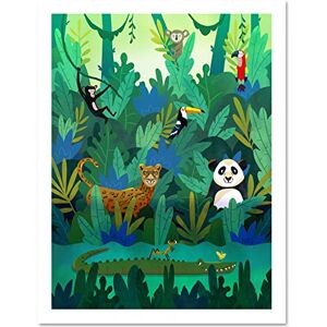 Wee Blue Coo Jungle Animals Amazon Wall Large Framed Art Print Poster Wall Decor 18x24 inch Wee Blue Coo Jungle Animals Amazon Wall Large Framed Art Print Poster Wall Decor 18x24 inch