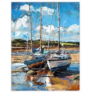 Artery8 Two Sailboats on Alnmouth Beach Painting Coastal Living Room Extra Large XL Wall Art Poster Print Artery8 Two Sailboats on Alnmouth Beach Painting Coastal Living Room Extra Large XL Wall Art Poster Print