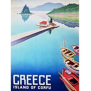 Wee Blue Coo Travel Island Corfu Greece Boats Pier Art Canvas Print Wee Blue Coo Travel Island Corfu Greece Boats Pier Art Canvas Print