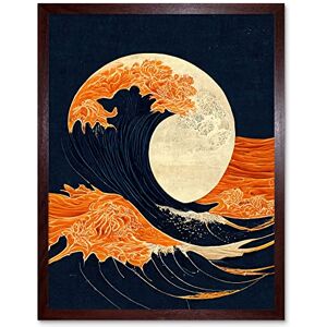 Wee Blue Coo The Great Wave at Full Moon Modern Japanese Seascape Woodblock Art Print Framed Poster Wall Decor 12x16 inch Wee Blue Coo The Great Wave at Full Moon Modern Japanese Seascape Woodblock Art Print Framed Poster Wall Decor 12x16 inch