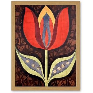 Artery8 A Single Tulip Flower Batik Style Pattern Folk Art Artwork Framed Wall Art Print 18X24 Inch Artery8 A Single Tulip Flower Batik Style Pattern Folk Art Artwork Framed Wall Art Print 18X24 Inch