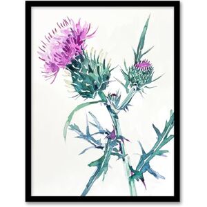 Artery8 Scottish Thistle Flower Bloom Floral Watercolour Living Room Artwork Framed Wall Art Print A4 Artery8 Scottish Thistle Flower Bloom Floral Watercolour Living Room Artwork Framed Wall Art Print A4