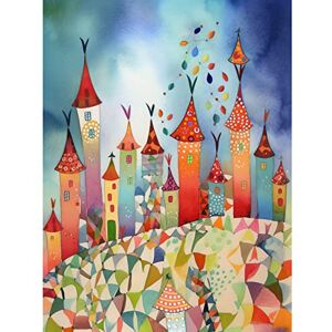 Artery8 Celebration Day Cityscape Processional Street Folk Art Watercolour Painting Extra Large XL Wall Art Poster Print Artery8 Celebration Day Cityscape Processional Street Folk Art Watercolour Painting Extra Large XL Wall Art Poster Print