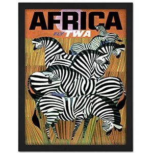 Wee Blue Coo Africa Travel TWA Airline Zebra Artwork Framed Wall Art Print 18X24 Inch Wee Blue Coo Africa Travel TWA Airline Zebra Artwork Framed Wall Art Print 18X24 Inch