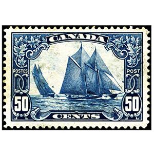 Wee Blue Coo Stamp Canada 50 Cents Sailing Ship Blue Boat Picture Wall Art Print Wee Blue Coo Stamp Canada 50 Cents Sailing Ship Blue Boat Picture Wall Art Print